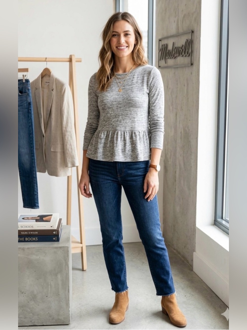 Madwell Ruffle hem linen Top